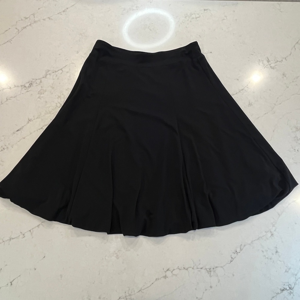 Talbots Black A Line Bubble Hem Skirt Womens Medium Knee Length Flared Flowy